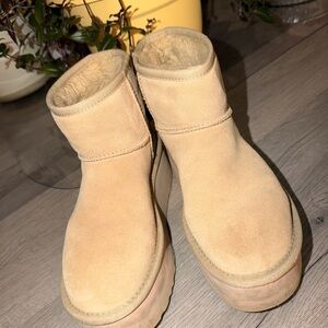 UGG Beige Suede Shearling Boots